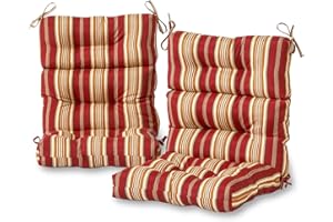 Greendale Home Fashions Outdoor 44 x 22-inch High Back Chair Cushion, Set of 2, Tuscan Stripe 2 Count