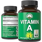 Certified Organic Vitamin A 5000 IU Supplement Capsules. High Potency | Vitamins for Adults, Men, Women, Kids. Made with Carrot Juice. Great for Immune, Skin, Eye Support. Non GMO, Vegan Pills