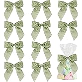 AIMUDI Sage Green Bows for Gift Wrapping 4.5" Pre-Tied Green Bows with Twist Ties Sage Green Ribbon Bows for Baby Shower Premade Bows for Wedding Christmas Tree Bridal Shower Party Favor - 36 PCs