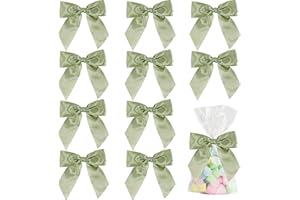 AIMUDI Sage Green Bows for Gift Wrapping 4.5" Pre-Tied Green Bows with Twist Ties Sage Green Ribbon Bows for Baby Shower Premade Bows for Wedding Christmas Tree Bridal Shower Party Favor - 36 PCs