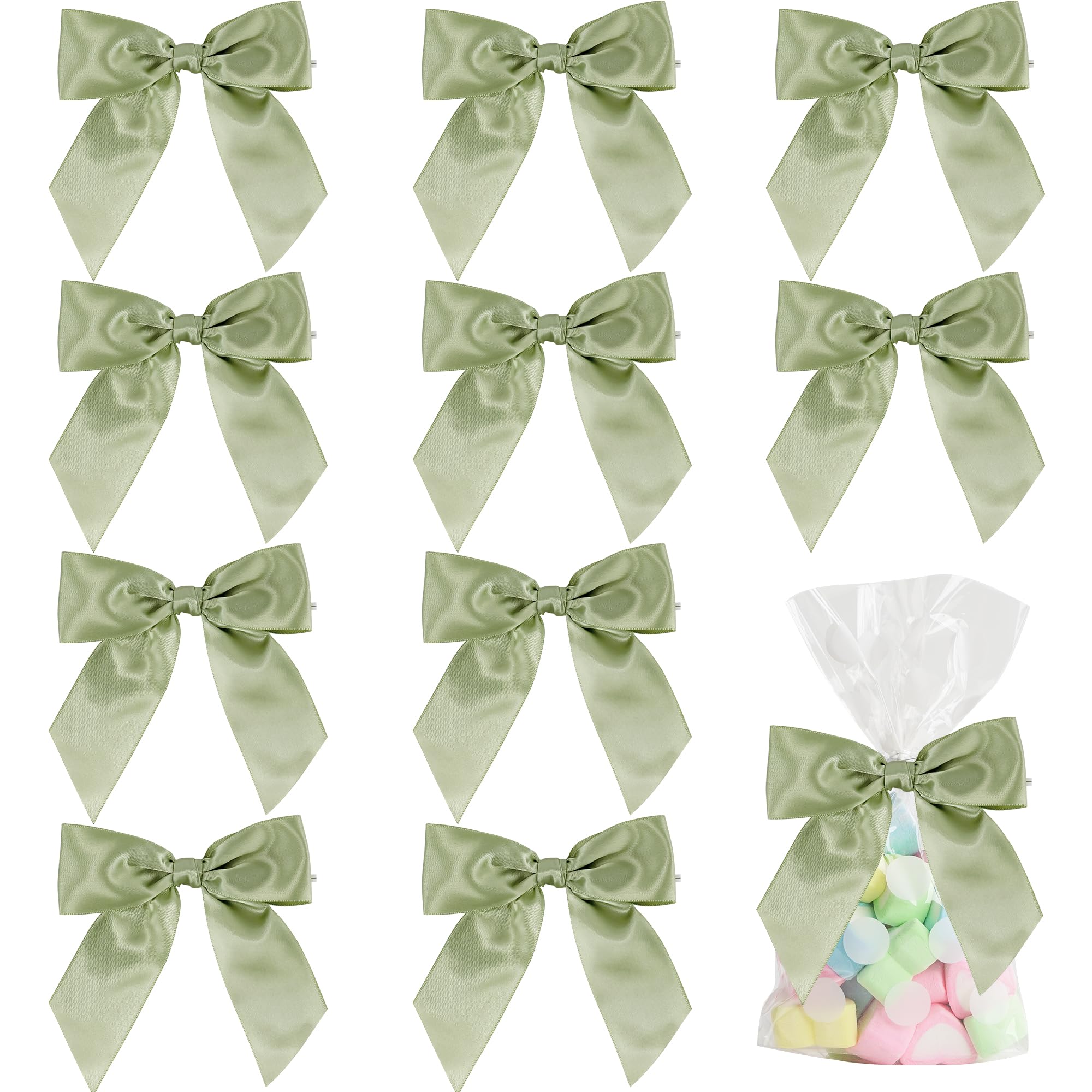 Photo 1 of AIMUDI Sage Green Bows for Gift Wrapping 4.5" Pre-Tied Green Bows with Twist Ties Sage Green Ribbon Bows for Baby Shower Premade Bows for Wedding Christmas Tree Bridal Shower Party Favor - 36 PCs