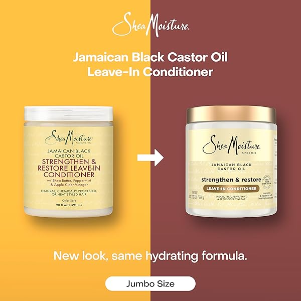 SHEAMOISTURE LEAVE IN CONDITIONER JAMAICAN BLACK CASTOR OIL CONDITIONER FOR HAIR TO SOFTEN AND DETANGLE HAIR 20 OZ