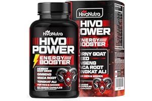 HIVONUTRA HivoPower Energy Booster Supplement with Maca Root, Tongkat Ali, Horny Goat Weed, Ginseng, Beef Liver & Tribulus for Men and Women - 60 Veggie Capsules