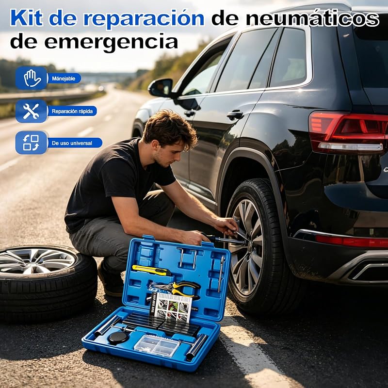 Kit de Reparación de Neumáticos de 68 Piezas, Universal