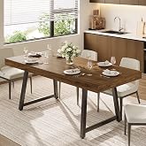 HOTAMO 70.9" Industrial Dining Table for 6-8, Rectangle Kitchen Table | Farmhouse dining tables, carbon steel table legs, supporting 300lbs, for dining room, office, living room,walnut wood color