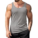 COOFANDY Men's Workout Tank Top Ribbed Knit Sleeveless Gym Muscle T Shirts Bodybuilding Tee