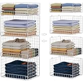 Yociyoga 4 Tier Stackable Closet Organizers and Storage Shelves, Foldable Closet Shelf Organizer System, Stackable Storage Bi