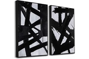 Zessonic Black And White Abstract Wall Art - Black Painting Stroke Graffiti Artwork for Living Room, Bedroom, Office Decor,16" x 24" x 2