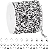 YOUBEIYEE 16.4 Feet Jewelry Chains Bulk Stainless Steel Silver Oval Links Chain for Jewelry Making Women Necklace DIY Jewelry Supplies Findings