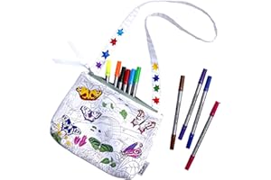 eatsleepdoodle DIY Coloring Butterfly Crossbody Bag for Kids with Washable Markers, Reusable Colorable Bag for Girls & Boys, Creative Arts & Crafts Activity, Fun Gift for Travel, School