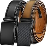 KEMISANT Men Belt 2 Pack, Leather Ratchet Belt Easy Click Slide For Men 1 3/8",Cut for Fit