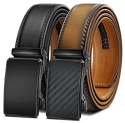 KEMISANT Men Belt 2 Pack, Leather Ratchet Belt Easy