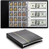 Jucoan 310 Pockets Coin Currency Collection Book Holder for Collectors, 250 Pockets Coin Collection Album and 60 Sleeves Pape