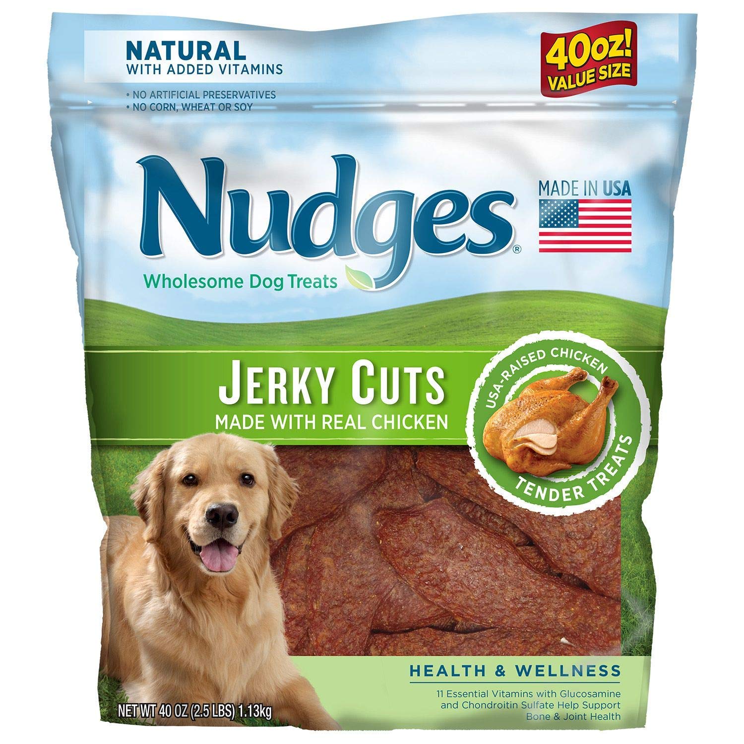 Nudges Health & Wellness Chicken Jerky Dog Treats, 40 oz.