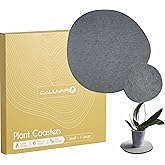 Stone Plant Coaster 1 Small and 1 Large Plant Pot Saucer, Stone Coasters Absorbent Diatomaceous Earth, Plant Saucer for Indoors with Silicone Feet, Grey Slate Absorbent Coasters for House Plants