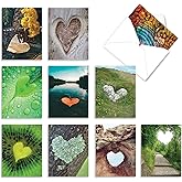 The Best Card Company - 10 Blank Heart Note Cards Boxed (4 x 5.12 Inch) - All Occasion Heartfelt Love Card Assortment - Heartscapes AM6838OCB-B1x10