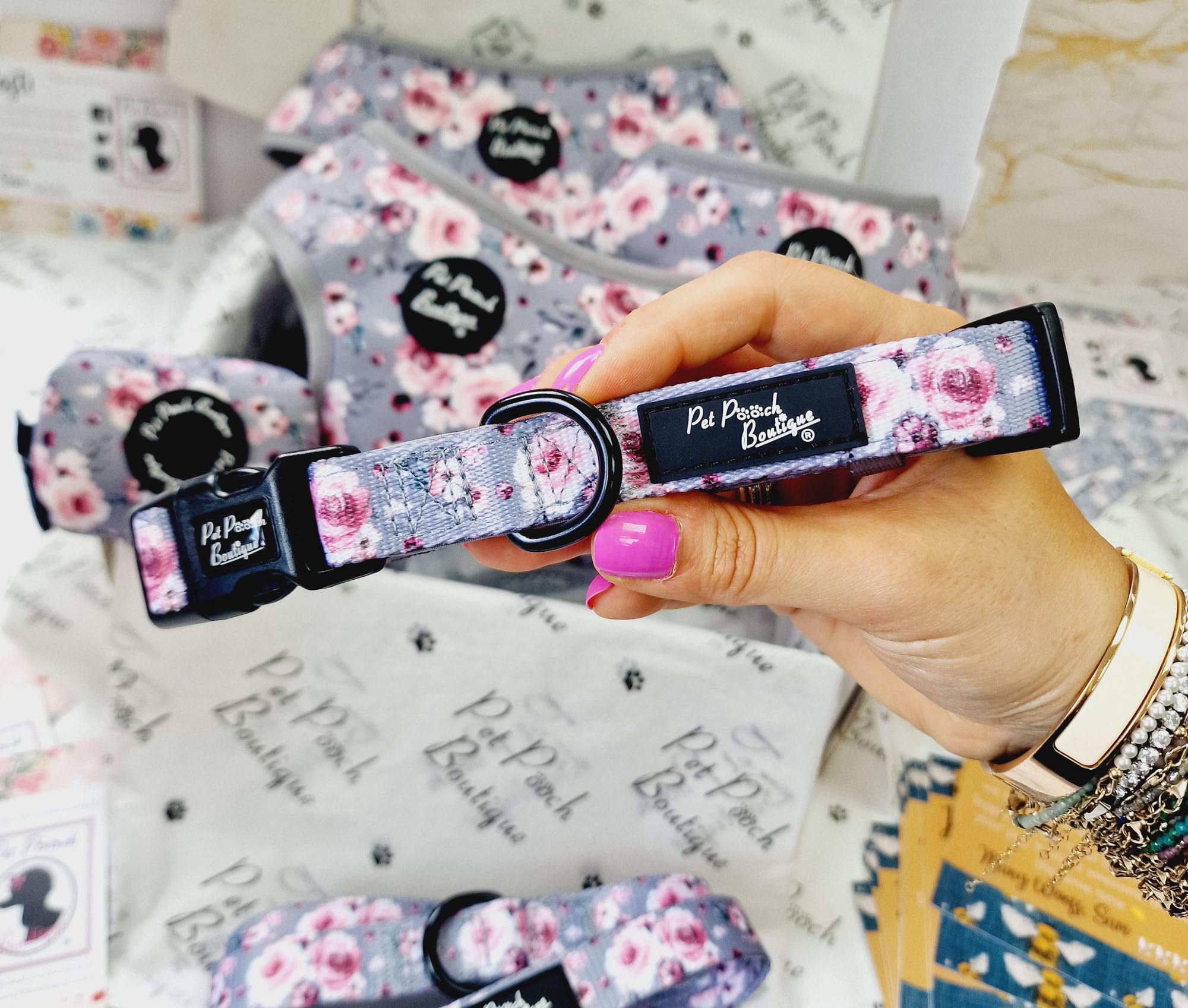 SECRET GARDEN FLORAL DOG COLLAR S