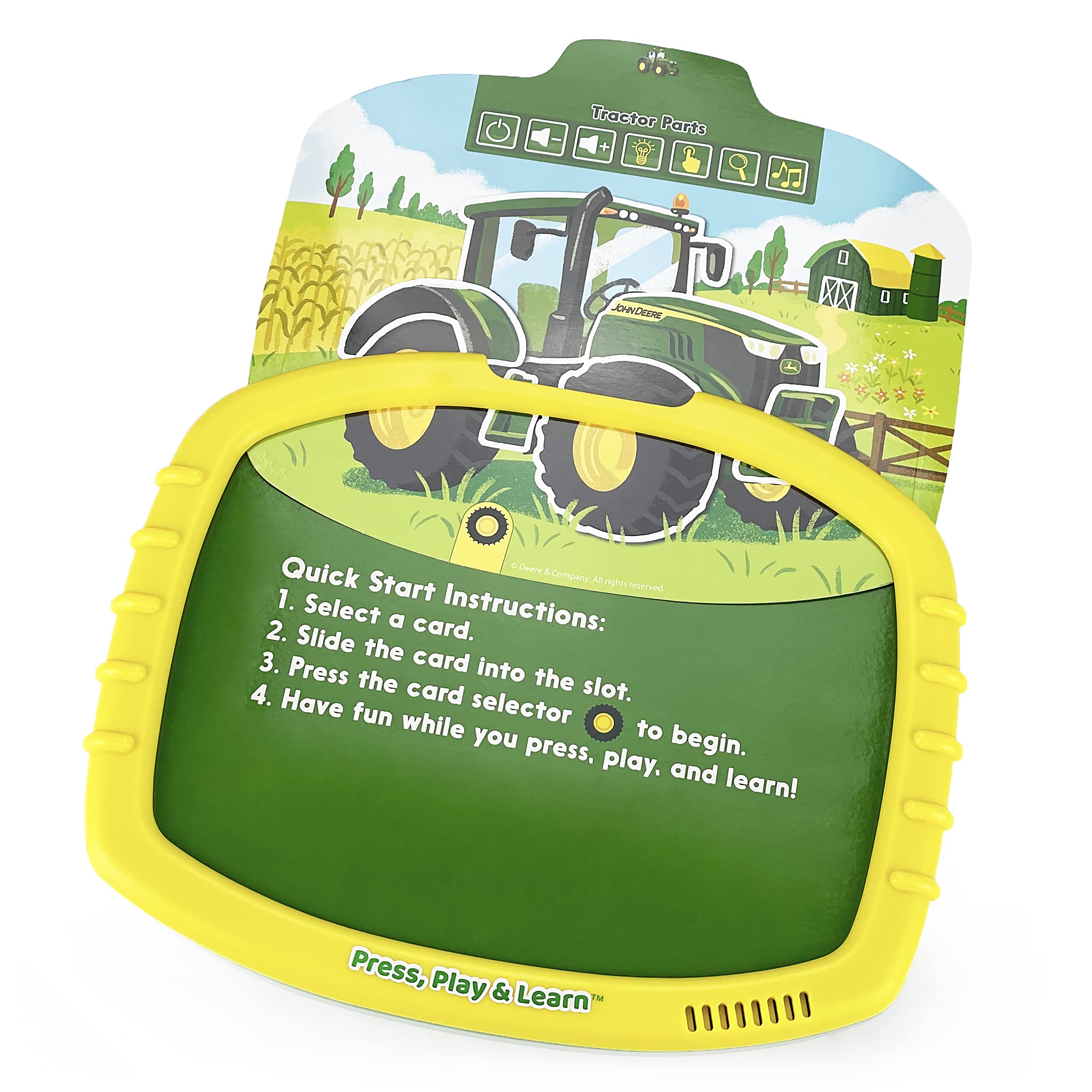John Deere Kids Early Learning Activity Tablet - Read, Play, Press & Learn Electronic Activity Pad Reader With Removable Cards for Toddlers, ... & Answer Activity Desk (Press, Play & Learn)