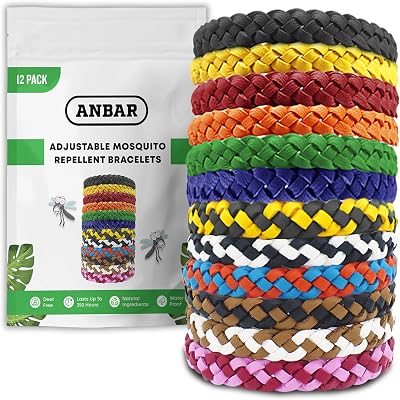 Anbar Leather Mosquito Repellent Bracelets 12-Pack Deet Free All-Natural