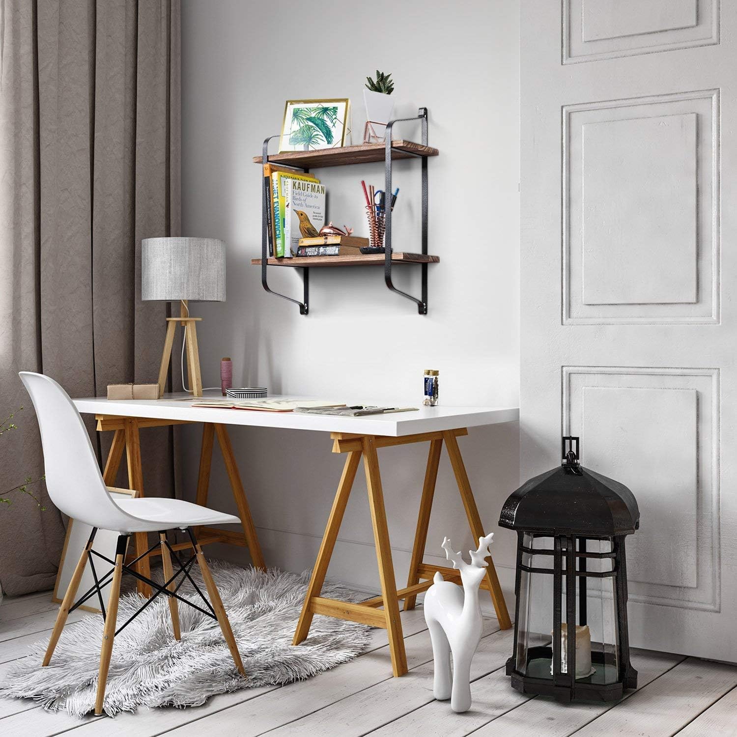 Love-KANKEI Floating Shelves Decorative 2 Tier Wall Shelves in Retro ...