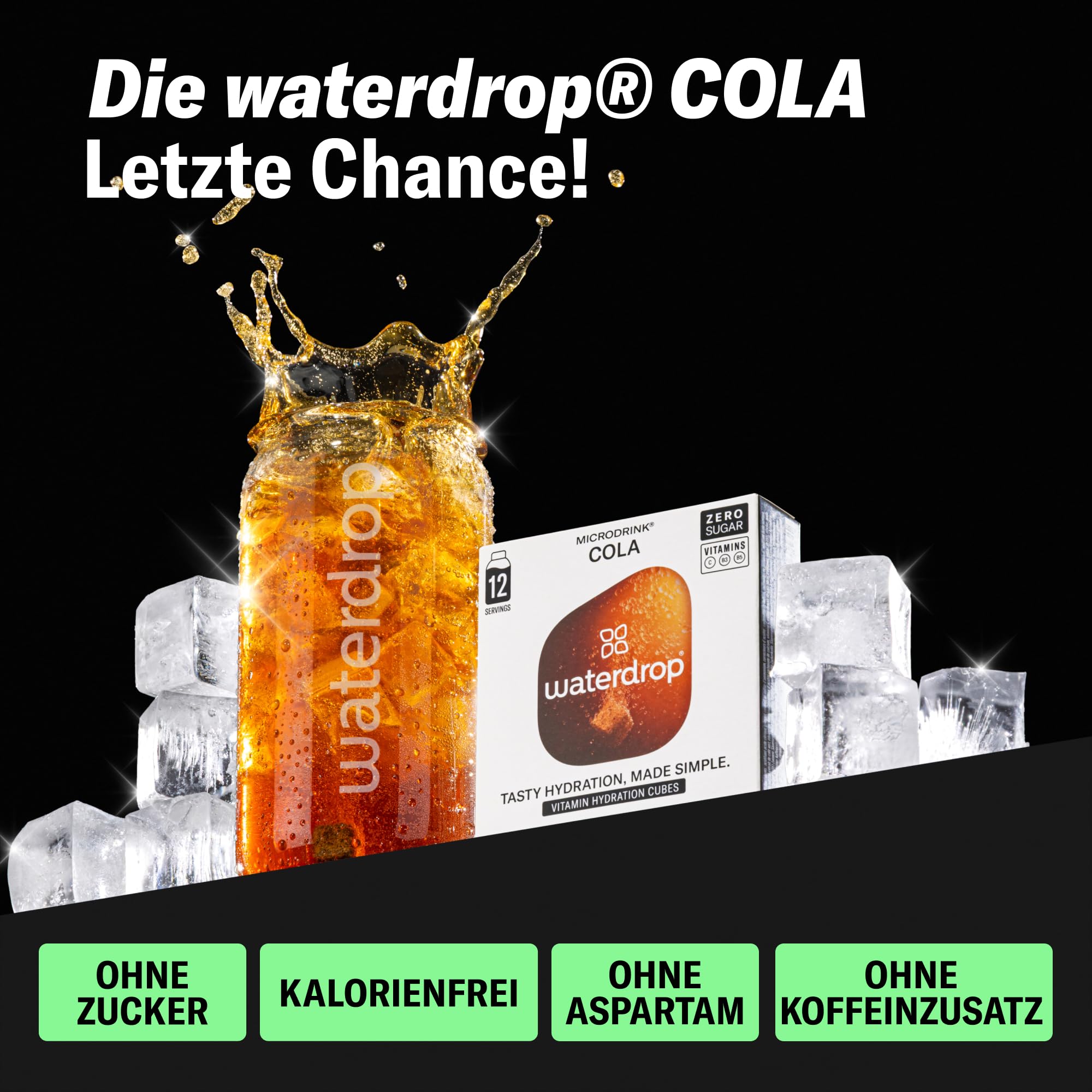 waterdrop® Original Cola - letzte Chance – 36 Drops Würfel ohne Kalorien - Klassische Rezeptur, Geschmack für Wasser, zuckerfrei - Zero Cola Getränkepulver - Softdrink Alternative - kalorienfrei 2