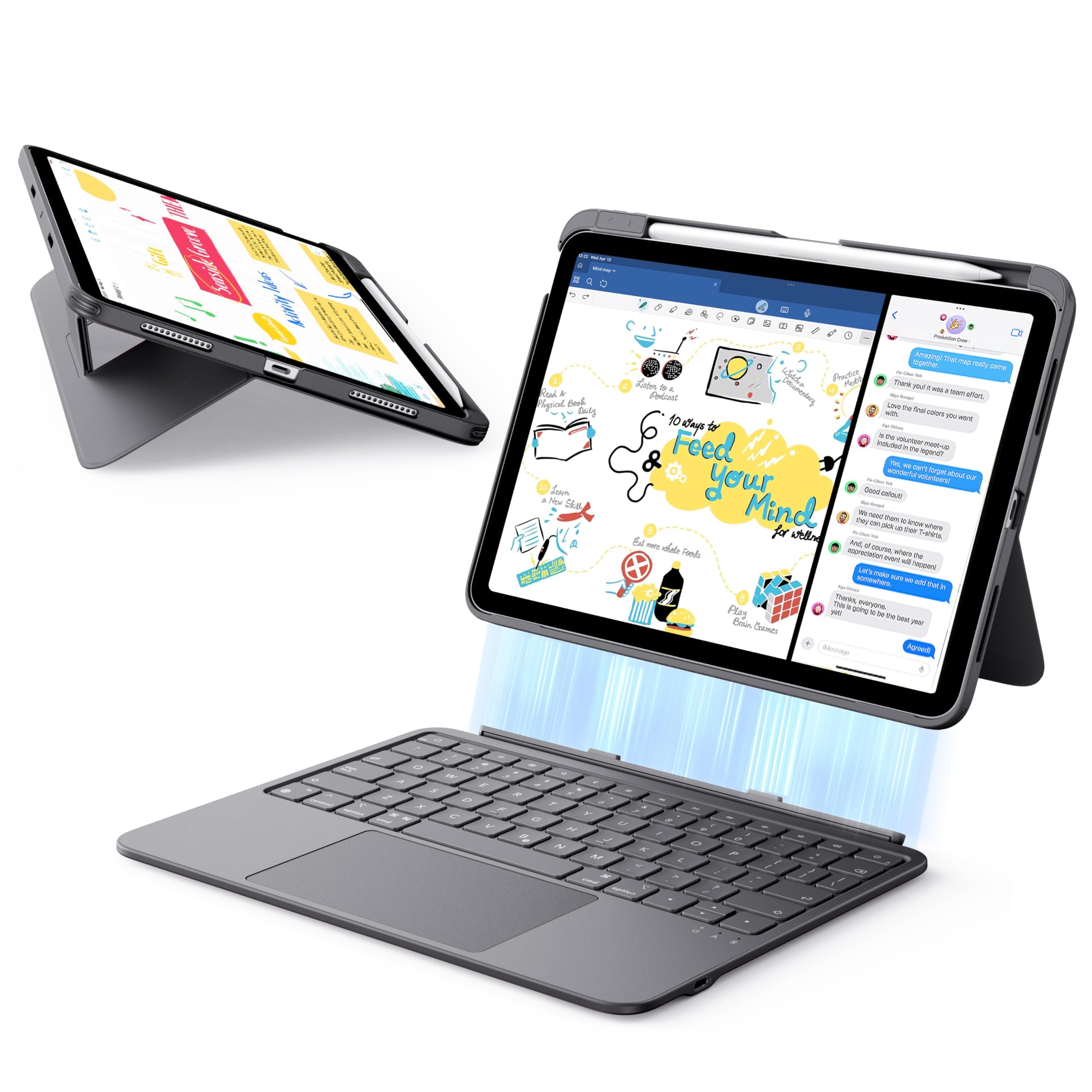 Photo 1 of ESR for iPad (A16) 11th/10th Gen Flex Keyboard Case, Ultra-Light Magnetic Detachable Keyboard for iPad 10.9" with Writing/Viewing Modes, Larger Precision Trackpad, Dark Gray
