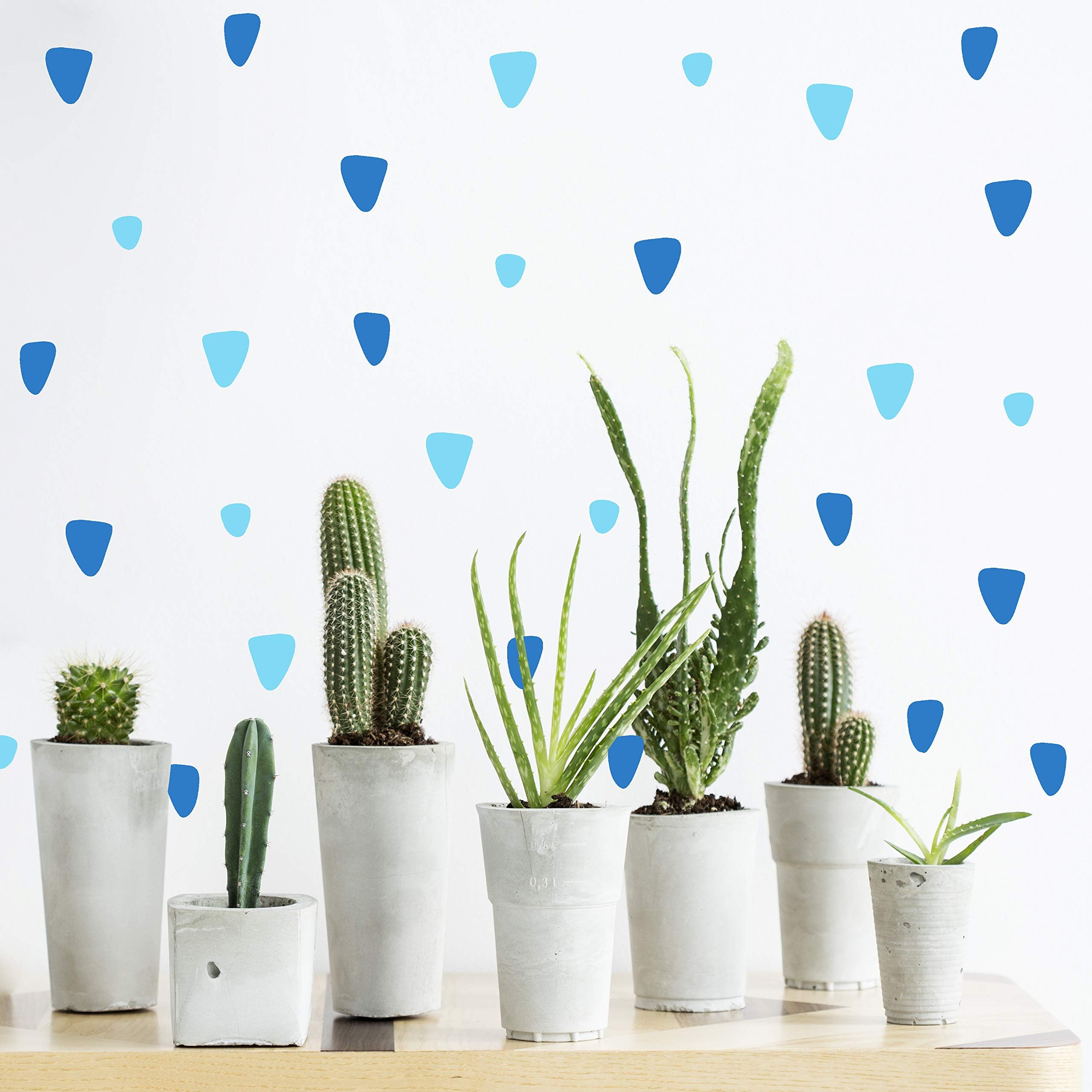 The Boho Design Vieli Arte Blue and Light Blue Filled Triangles Hand Drawn. Wall Vinyl Sticker Decal Decor Nursery, 67 pcs. Adhesive Tribal Triangle for Kids Baby Bedroom Decoration. (Blue)