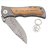 Corfara I Love You More Gifts for Him - Engraved Pocket Knife - Valentines Day Gifts for Boyfriend Husband, Anniversary Christmas Gift