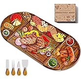 Large Acacia Wood Charcuterie Board Set, 3-Piece Magnetic Large Cheese Boards & Charcuterie Boards Gift Set .Perfect for Party.26 X13” (with 4 Cheese Knives Set)