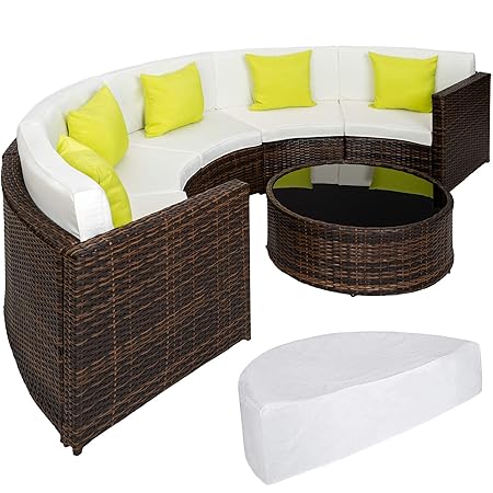 Tectake Luxury Poly Rattan Aluminium Furniture Half Circle Sofa
