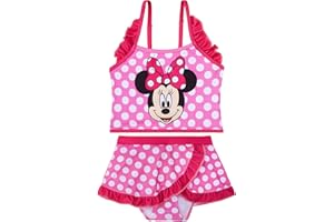 Disney Stitch | Minnie Mouse Girls Bikini Two Piece Set Swimsuit, Adjustable Straps Bathing Suit, Tankini Swimwear