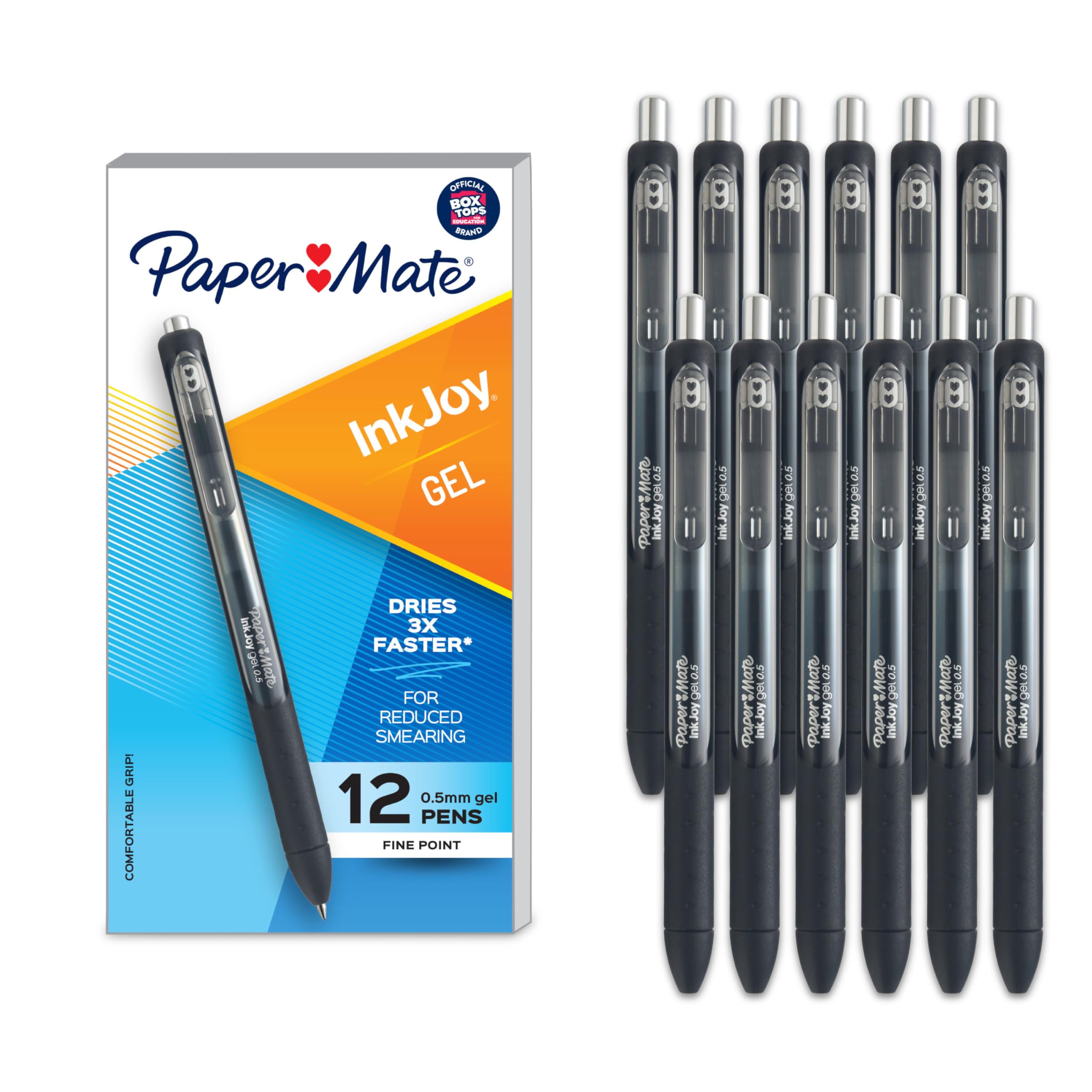Photo 1 of Paper Mate InkJoy Gel Pen Fine Point Black Ink Pens 0.5mm Fine Tip Ergonomic Comfort Grip Box of 12
