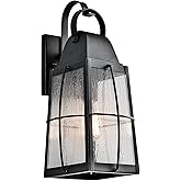 Kichler Tolerand 17.75"" Outdoor Wall Light in Textured Black, 1-Light Exterior Wall Sconce Porch Light with Clear Seeded Gla