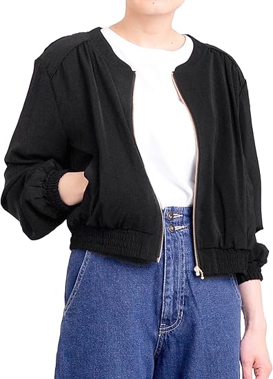 Amazon マジェスティックレゴン Majestic Legon ギャザーzipブルゾン M ブラック コート ジャケット 通販