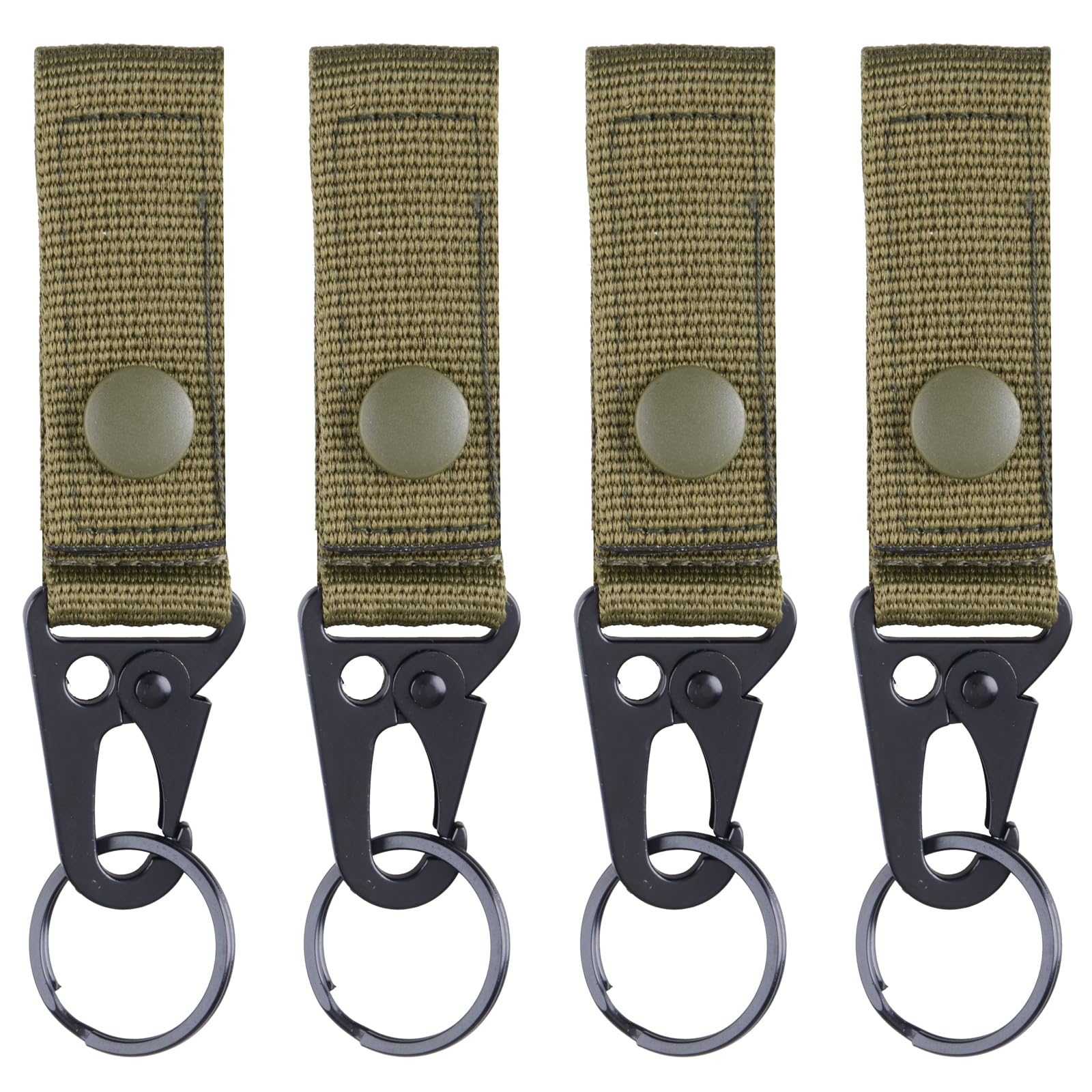 TRIWONDER Tactical Belt Key Holder Molle Belt Loop Key Clip Webbing Strap Keychain Ring Hook for Hiking Camping Backpacking (Green - 4 Pcs)