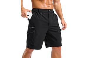 Pudolla Men's Hiking Cargo Shorts with 7 Pockets Lightweight 9" Outdoor Casual Shorts for Men Trip Work Camping Fishing Golf