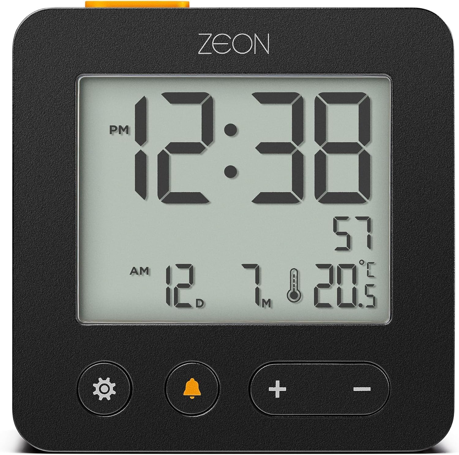 ZEON Digital Travel Alarm Clock with Positive LCD Display, Snooze and Backlight Function and Temperature & Date Display in Black, CE4557