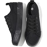 Uoidru Canvas Shoes for Women White Tennis Sneakers Womens Black Shoes Casual Comfortable Low Top Skateboard Fashion Sneakers