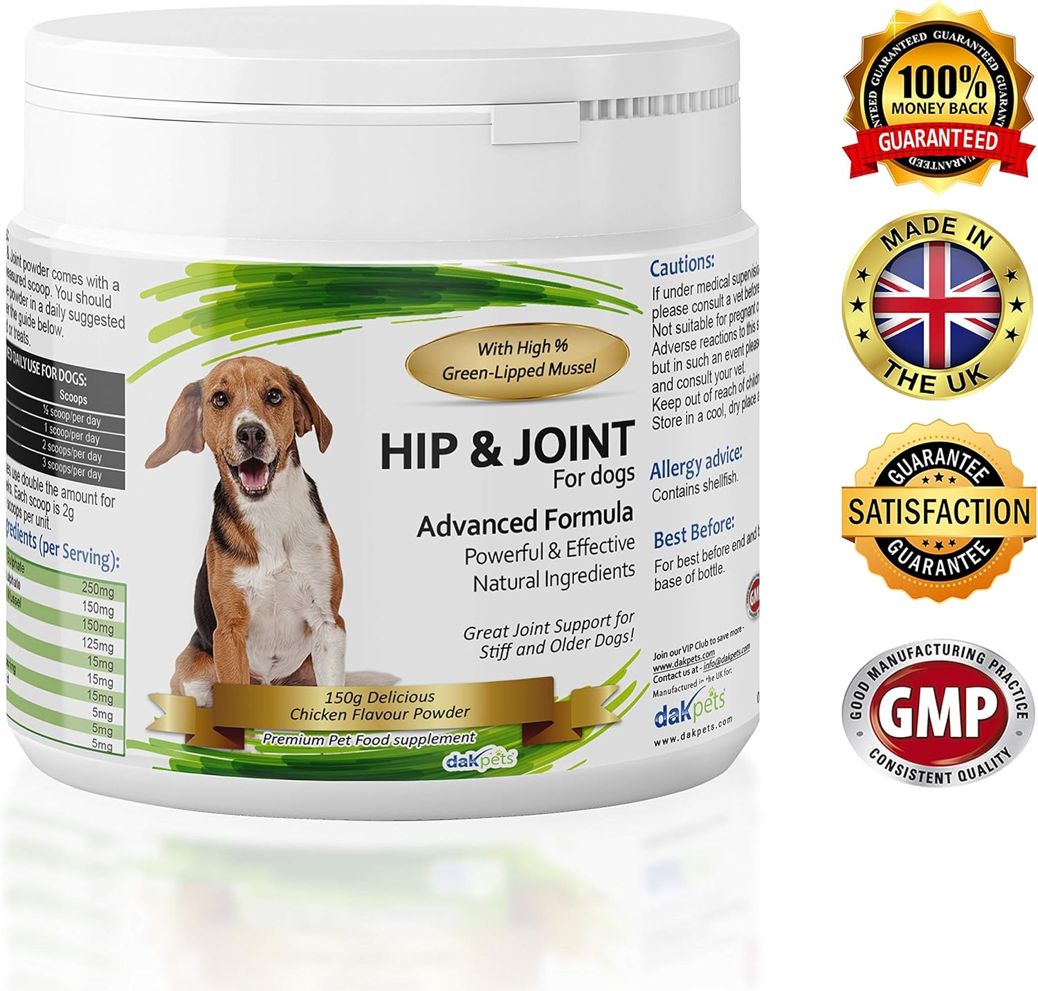 DakPets Advanced Hip and Joint Support Glucosamine for Dogs Powerful