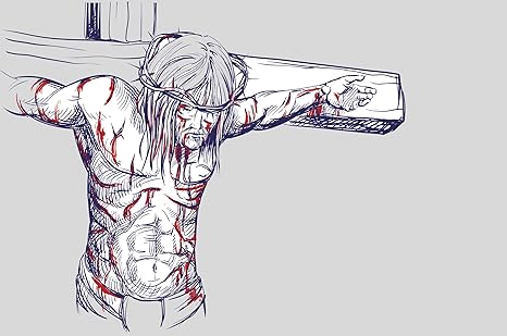 Amazoncom Jesus Christ Anime On Cross Drawing Vinyl Decal