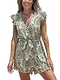CUPSHE Women's Romper V Neck Flutter sleeves Waist