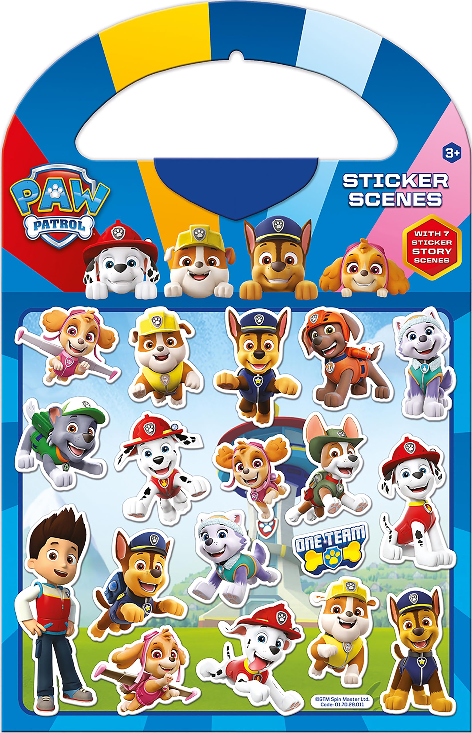 Paper Projects 01.70.29.011 Paw Patrol Activity Set-Includes Six Scenes and Over 50 Reusable Stickers, Blue, 23.5cm x 15cm