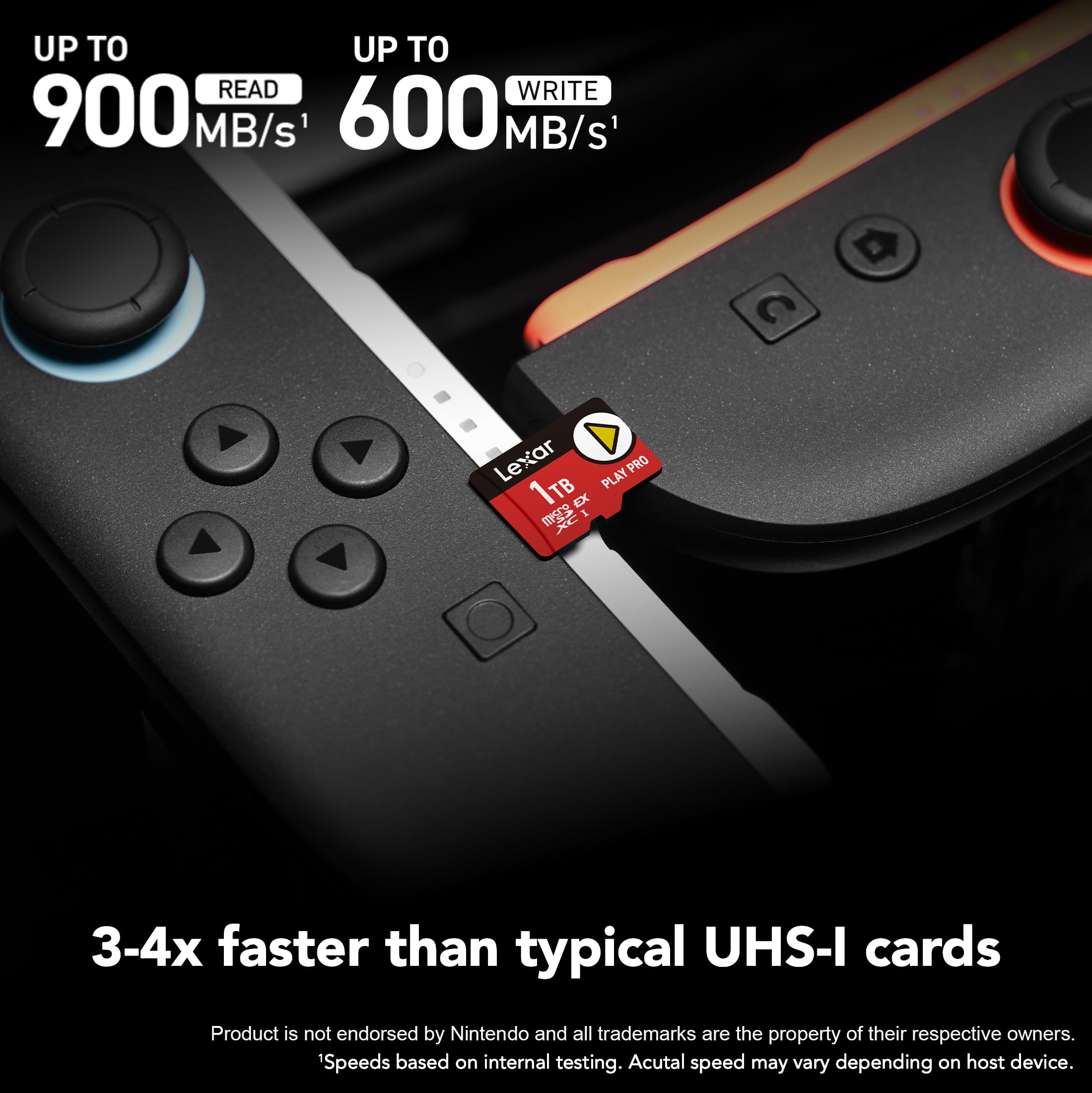 Lexar 1TB Play PRO microSD Express Card, UHS-I, C10, U3, V30, Full HD, 4K, Up to 900/600 MB/s Memory Card, Nintendo-Switch 2, ASUS ROG Ally, Steam Deck (LMSXPS0001T-BNNNU)
