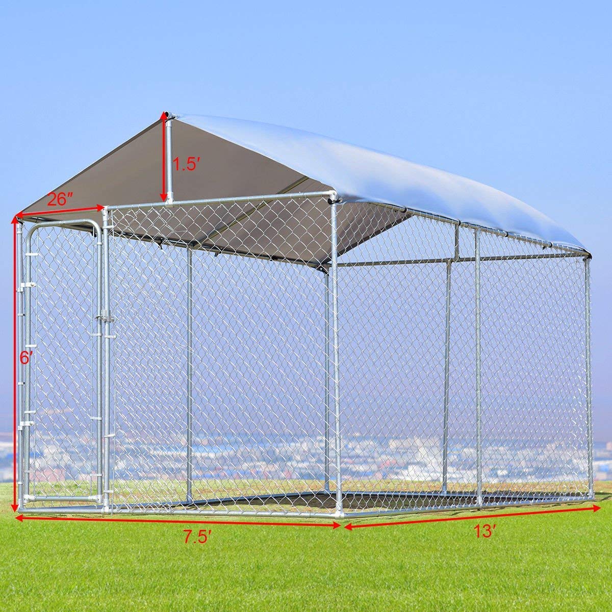 Giantex Large Pet Dog Run House Kennel Shade Cage With Roof Cover