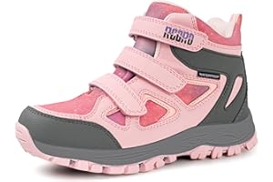 R CORD Kids Hiking Boots Waterproof Girls Boys Hiking Boots Non-Slip for Outdoor Athletic Hook and Loop Closure Kids Hiking Shoes
