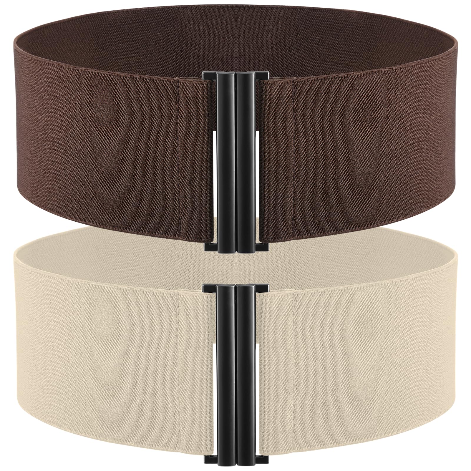Photo 1 of TOURZOO Elastic Belt for Women Wide Waist Corset Belt Cinch Belt Vintage Stretchy Waistband for Dresses,Coffee+Beige,Large