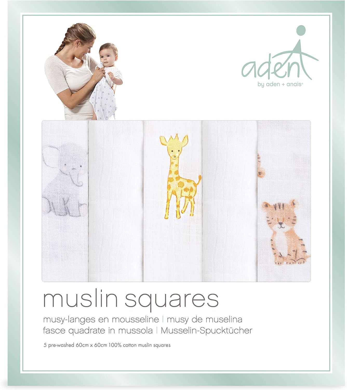 aden + anais essentials 100% Cotton Muslin Musy Squares, Multi-use Baby Cloths for Girls & Boys, 60x60cm - Image 3