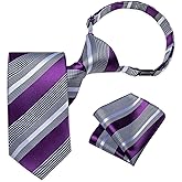DiBanGu Boys Adjustable Tie and Pocket Square Pre-tied Zipper Necktie for Kids Wedding Party Graduation School Uniforms