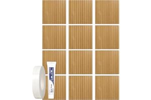 Aboofx Real Wood Panels for Wall, 12 PCS 11.6sqft Cuttable 3D Wall Panels Waterproof Wood Slat Wall Panel Paneling 11.8" x 11.8", Bendable Wood Wall Panels for Interior Wall Decor(Oak Brown)