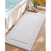 Color&Geometry Long White Bathroom Runner Rug, 24"x43" Absorbent Bath Rugs Non Slip Washable, Soft Bath Mats for Bathroom Floor, Shower, Bathtub, Laundry